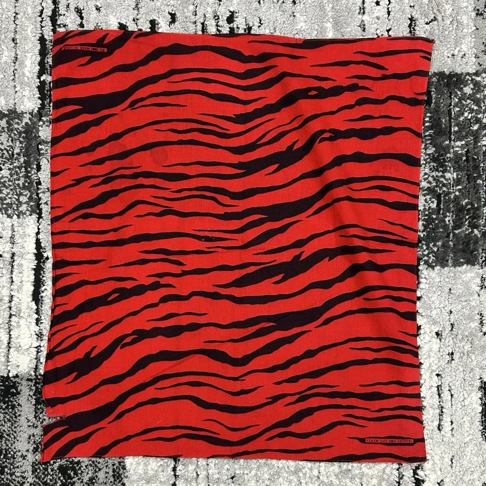 Vtg Lot Of 3 Bandana Color Fast Zebra Designed Handkerchiefs 100%‎ Cotton